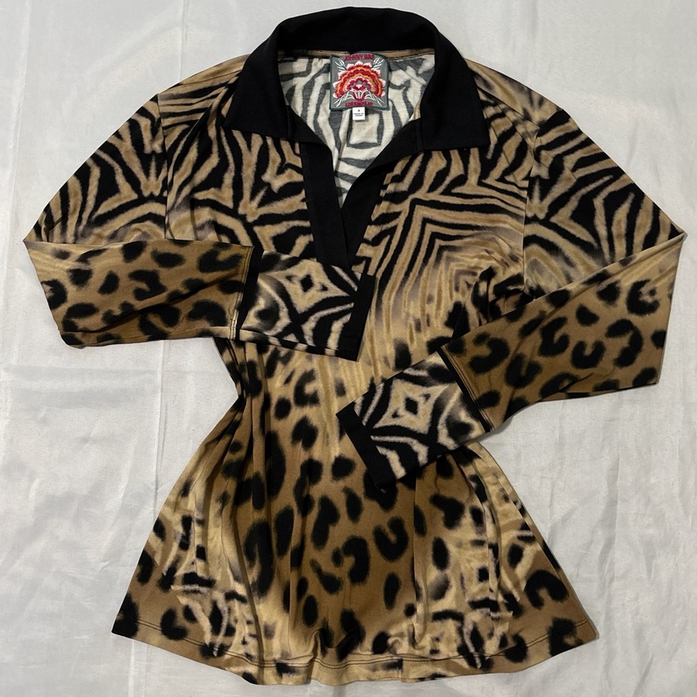 JOHNNY WAS 90S CHEETAH PRINT DESIGNER TOP